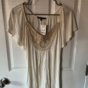 Tan Embellished Blouse with Relaxed Fit